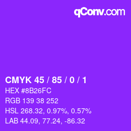 Color code: CMYK 45 / 85 / 0 / 1 | qconv.com
