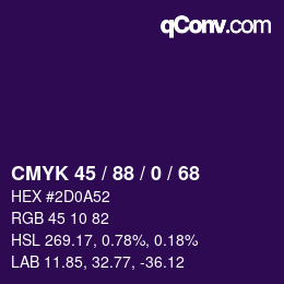 Color code: CMYK 45 / 88 / 0 / 68 | qconv.com