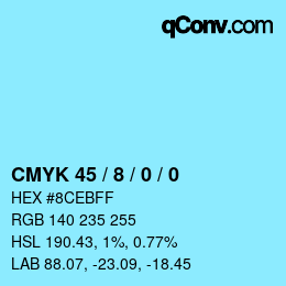 カラーコード: CMYK 45 / 8 / 0 / 0 | qconv.com