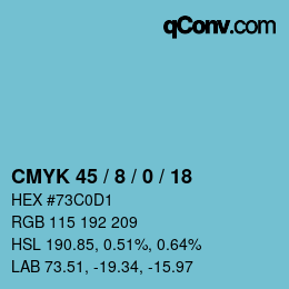 颜色代码: CMYK 45 / 8 / 0 / 18 | qconv.com