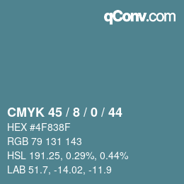 颜色代码: CMYK 45 / 8 / 0 / 44 | qconv.com