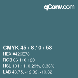Color code: CMYK 45 / 8 / 0 / 53 | qconv.com