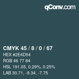 カラーコード: CMYK 45 / 8 / 0 / 67 | qconv.com