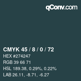 颜色代码: CMYK 45 / 8 / 0 / 72 | qconv.com
