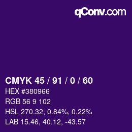 カラーコード: CMYK 45 / 91 / 0 / 60 | qconv.com