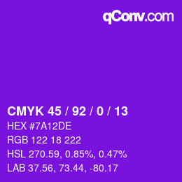 カラーコード: CMYK 45 / 92 / 0 / 13 | qconv.com