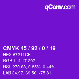 カラーコード: CMYK 45 / 92 / 0 / 19 | qconv.com