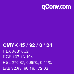 カラーコード: CMYK 45 / 92 / 0 / 24 | qconv.com
