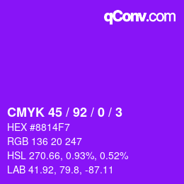 カラーコード: CMYK 45 / 92 / 0 / 3 | qconv.com