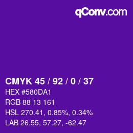 カラーコード: CMYK 45 / 92 / 0 / 37 | qconv.com