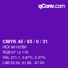 Color code: CMYK 45 / 93 / 0 / 31 | qconv.com