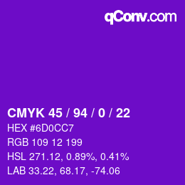 颜色代码: CMYK 45 / 94 / 0 / 22 | qconv.com