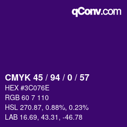 颜色代码: CMYK 45 / 94 / 0 / 57 | qconv.com