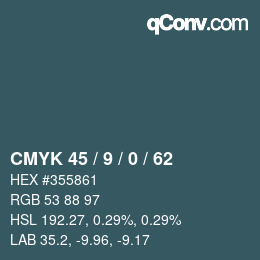 Farbcode: CMYK 45 / 9 / 0 / 62 | qconv.com