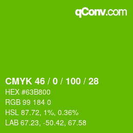 Color code: CMYK 46 / 0 / 100 / 28 | qconv.com