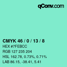 Color code: CMYK 46 / 0 / 13 / 8 | qconv.com