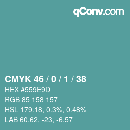颜色代码: CMYK 46 / 0 / 1 / 38 | qconv.com