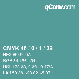 Código de color: CMYK 46 / 0 / 1 / 39 | qconv.com