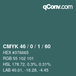 Color code: CMYK 46 / 0 / 1 / 60 | qconv.com