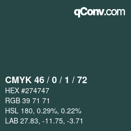 Color code: CMYK 46 / 0 / 1 / 72 | qconv.com