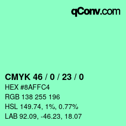 Color code: CMYK 46 / 0 / 23 / 0 | qconv.com