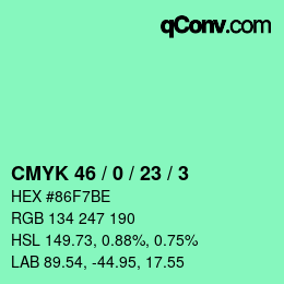 Color code: CMYK 46 / 0 / 23 / 3 | qconv.com