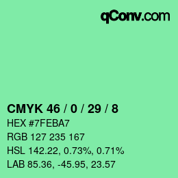 Color code: CMYK 46 / 0 / 29 / 8 | qconv.com