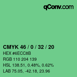 Color code: CMYK 46 / 0 / 32 / 20 | qconv.com