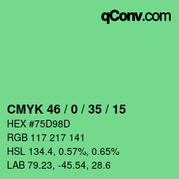 Farbcode: CMYK 46 / 0 / 35 / 15 | qconv.com