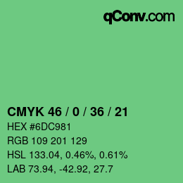 カラーコード: CMYK 46 / 0 / 36 / 21 | qconv.com