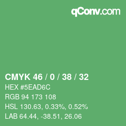 Farbcode: CMYK 46 / 0 / 38 / 32 | qconv.com
