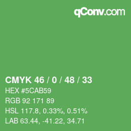 Farbcode: CMYK 46 / 0 / 48 / 33 | qconv.com