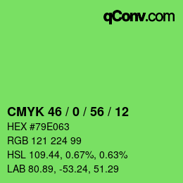 Farbcode: CMYK 46 / 0 / 56 / 12 | qconv.com