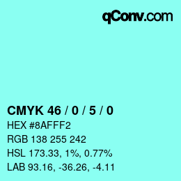 Color code: CMYK 46 / 0 / 5 / 0 | qconv.com