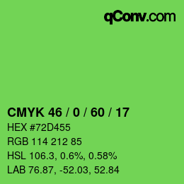 Color code: CMYK 46 / 0 / 60 / 17 | qconv.com