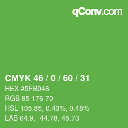Farbcode: CMYK 46 / 0 / 60 / 31 | qconv.com