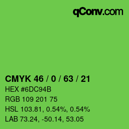 Farbcode: CMYK 46 / 0 / 63 / 21 | qconv.com