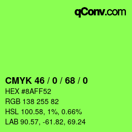 Farbcode: CMYK 46 / 0 / 68 / 0 | qconv.com