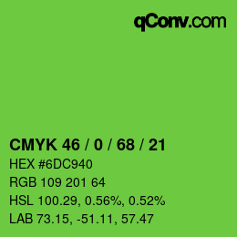 颜色代码: CMYK 46 / 0 / 68 / 21 | qconv.com