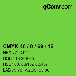 Color code: CMYK 46 / 0 / 69 / 18 | qconv.com