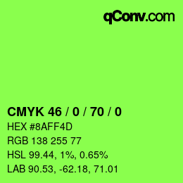 Color code: CMYK 46 / 0 / 70 / 0 | qconv.com