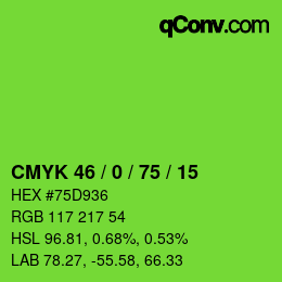 Color code: CMYK 46 / 0 / 75 / 15 | qconv.com