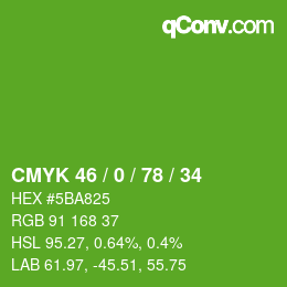 Color code: CMYK 46 / 0 / 78 / 34 | qconv.com