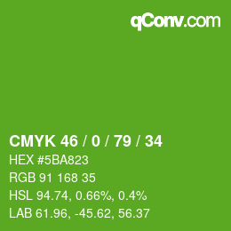 Farbcode: CMYK 46 / 0 / 79 / 34 | qconv.com
