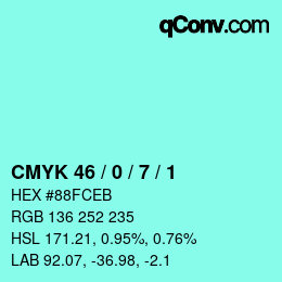 Color code: CMYK 46 / 0 / 7 / 1 | qconv.com