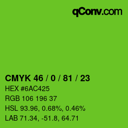 Farbcode: CMYK 46 / 0 / 81 / 23 | qconv.com