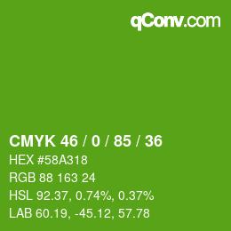 Código de color: CMYK 46 / 0 / 85 / 36 | qconv.com