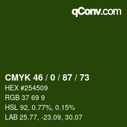 Color code: CMYK 46 / 0 / 87 / 73 | qconv.com
