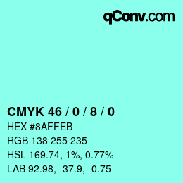 Color code: CMYK 46 / 0 / 8 / 0 | qconv.com