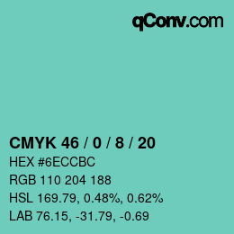 Color code: CMYK 46 / 0 / 8 / 20 | qconv.com